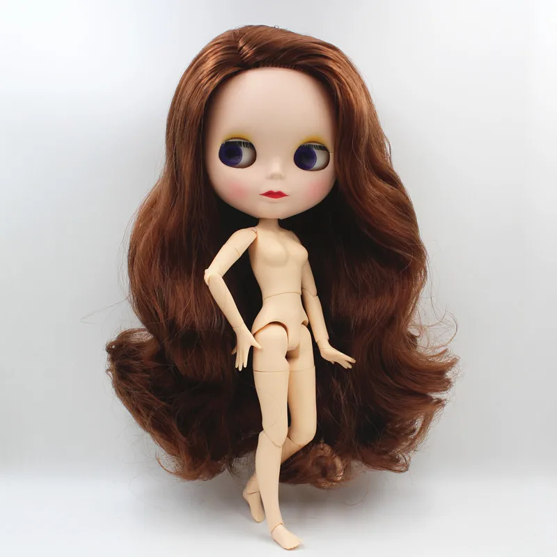 

Blygirl,Blyth doll,Dark brown wavy hair, new doll, 19 joint , frosted matte face shell, 1/6 doll, naked doll, can change body