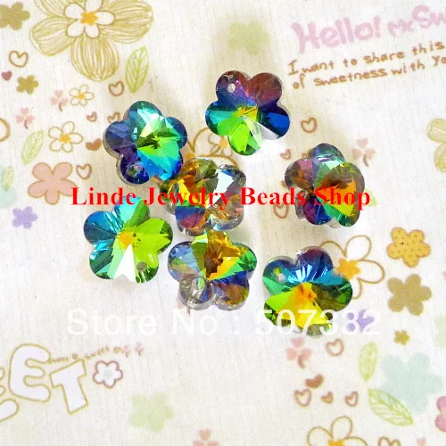 

Бесплатная доставка! Оптовая продажа, AAA, высшее качество, 14 мм, 6744, кристалл, цветок, подвесные бусины, многометаллическое покрытие, 100 шт./партия