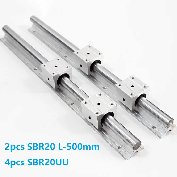 

2 шт. SBR20 L-500mm рельсовая линейная направляющая + 4 шт. SBR20UU блоки линейных подшипников для ЧПУ