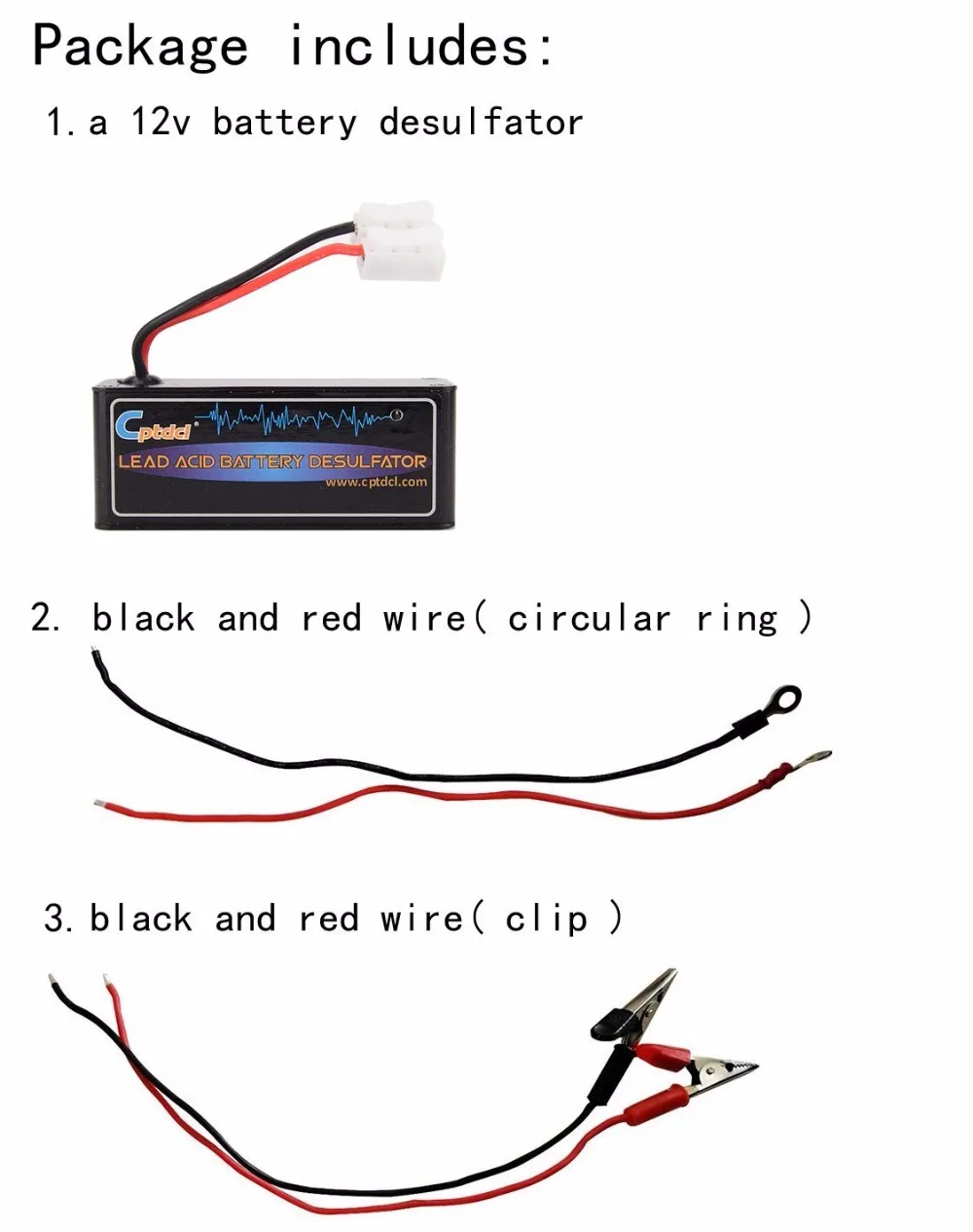 12 Volts Lead Acid Battery Desulfator Battery Maintainer for Cars, Motorcycles, ATV, Boat, RV, Black