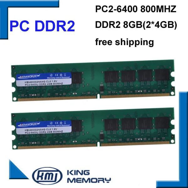 KEMBONA free shipping RAM DESKTOP PC DDR2 800Mhz 8GB (KIT of 2x4gb) ddr2 8g kit PC2-6400 only for A-M-D motherboard