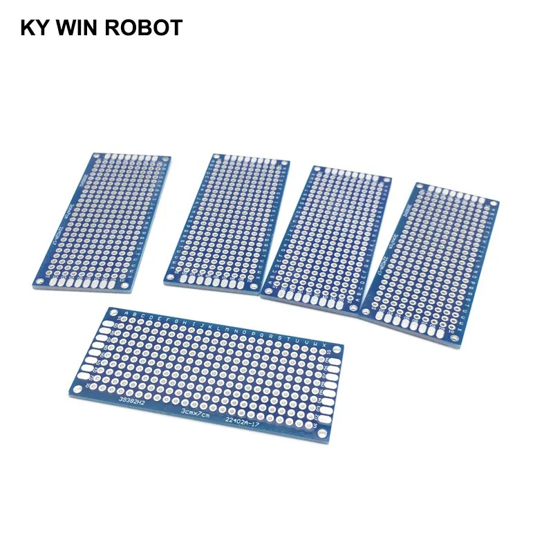 Imagen 7: 5 uds 3x7cm 30x70mm azul doble cara prototipo PCB placa de circuito impreso Universal Protoboard para Arduino