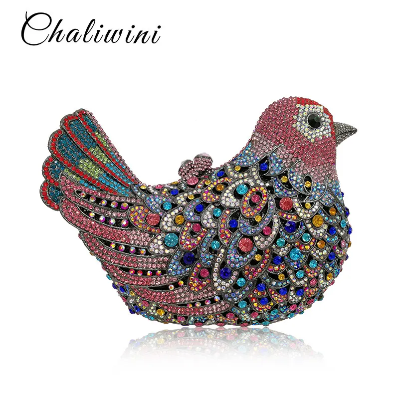 Colourful Bird Women Evening Luxury Bags Crystal Clutches Laides Evening Bag Female Party Hard Case Bags Wedding Clutch Purses