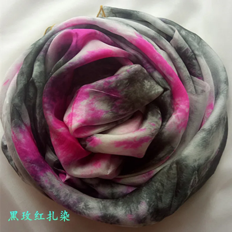 New Belly Dance tie-dye 100% real Silk Veils nice Gradient color Silk Hand-Scarf for Dancing Stage Performance for girls women