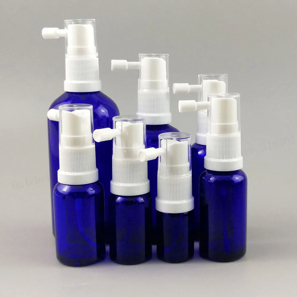 

Refillable glass oral sprayer bottle 1oz Blue Glass nasal sprayer Container Packaging 100ml 50ml 30ml 20ml 15ml 10ML 5ML12pcs