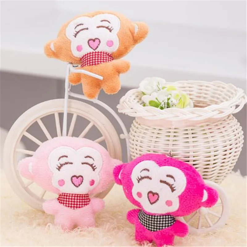 1 pçs macaco brinquedos de pelúcia amor humano mini boneca dos desenhos animados pingente bonito macacos corrente do telefone móvel pendurado ornamentos para meninas 9cm
