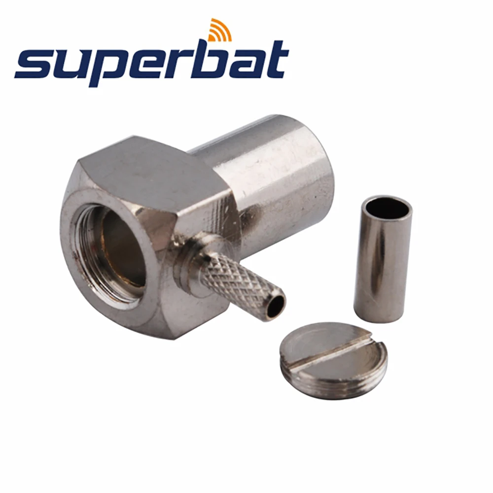 Superbat IEC DVB-T TV PAL Male Right Angle Crimp Coaxial Connector for Cable RG174 RG179 RG316 RG188