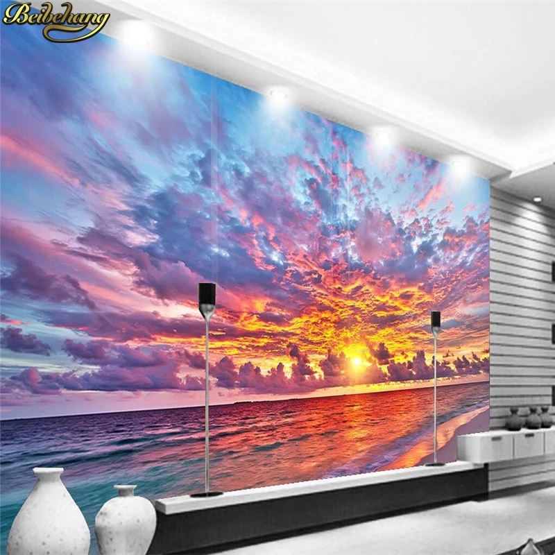 beibehang Custom photo wallpaper large mural wall stickers sunset fire cloud beautiful TV backdrop wall papel de parede