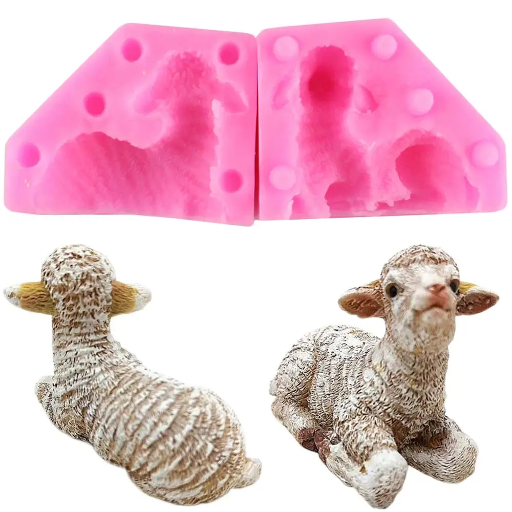 3D owca silikonowe formy do mydła świeca glina polimerowa formy kremówka narzędzia do dekorowania ciast DIY pieczenie cukierków czekoladowa forma Gumpaste