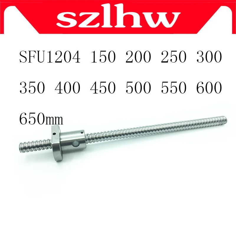 FREE SHIPPING  SFU1204 150 200 250 300 350 400 450 500 550 600 650 mm cold roller ball screw with 1204 single ball nut