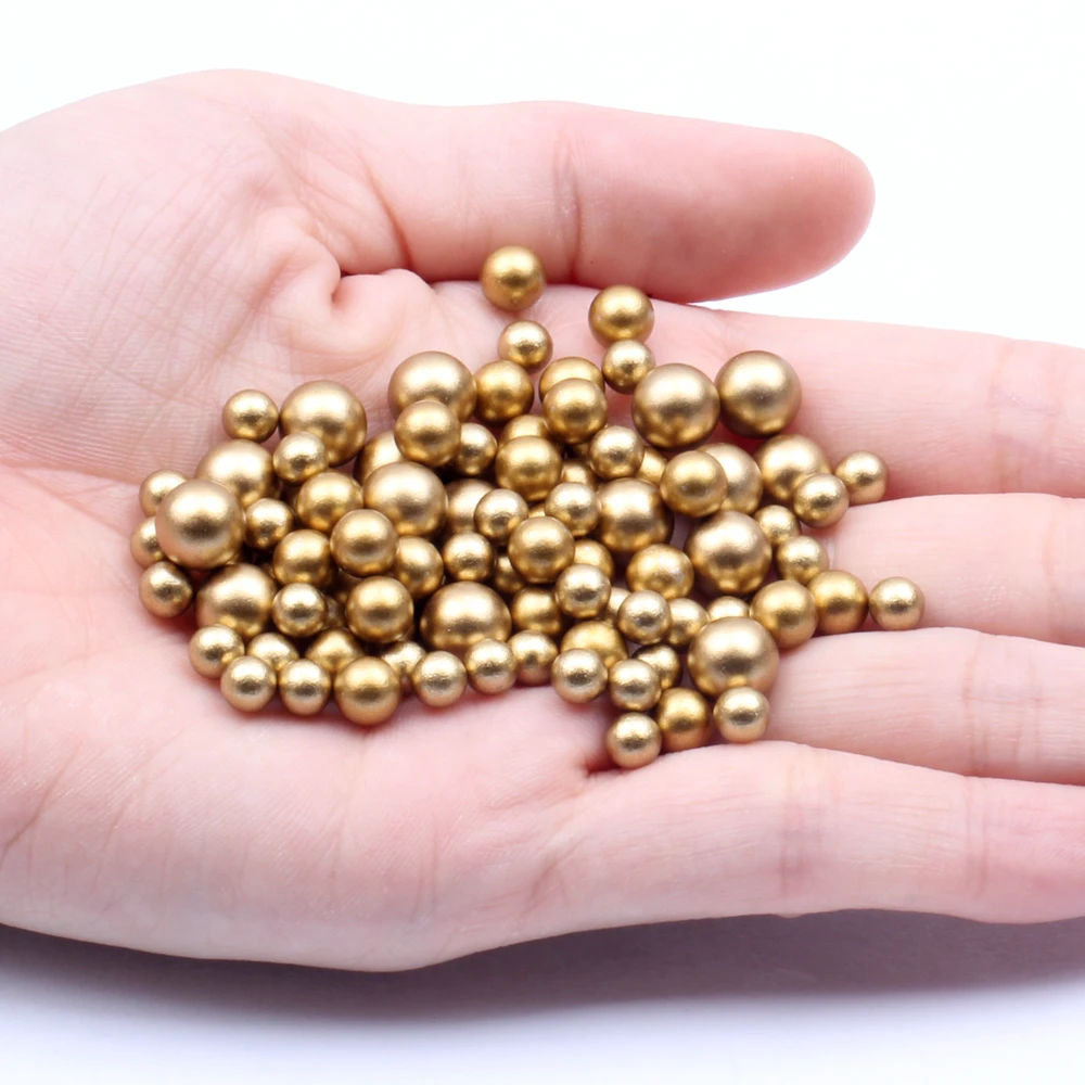 

New Round Beads Matte Gold Color 5mm 6mm 8mm Classic Resin Pearls No Hole Imitation Rhinestones Used For DIY Crafts Decoration