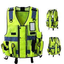 High visibility traffic reflective vest with multi pockets