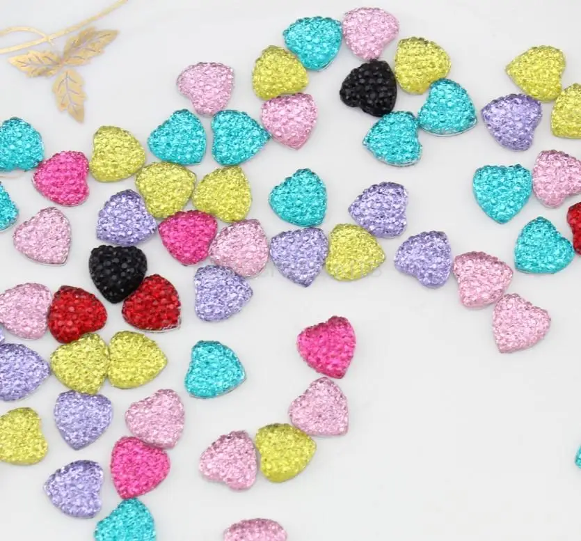 

800pcs lovely Bling Heart Gems Resin Cabochons (11mm) Cell phone decor, hair accessory supply, DIY free shipping D25