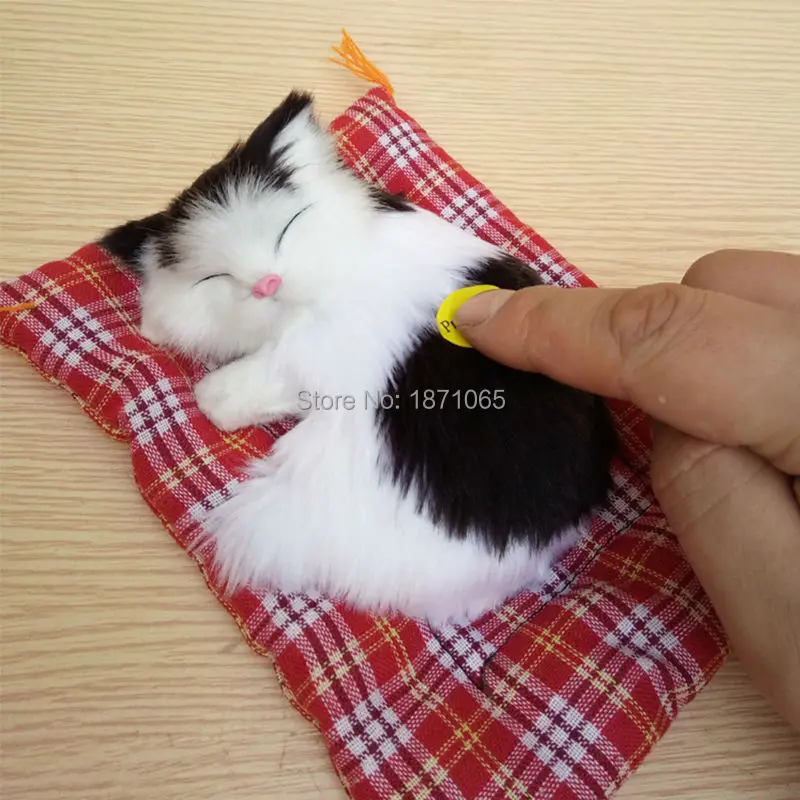 Simulation Animal Doll Stuffed Toys Sleeping Cat Toy With Sounding Kawaii Toys For Kids Birthday Gift Doll Decorations