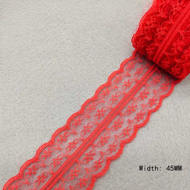 Beautiful New 10 Yards/Lot Red Lace Ribbon Tape Quality Lace Trim DIY Embroidered Lace For Sewing Decoration African Lace Fabric