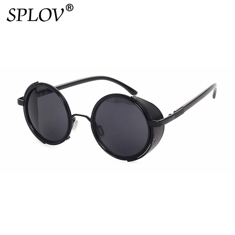 Retro Steampunk Sunglasses Men Women Round Metal Shields Sun Glasses Brand Designer Fashion Eyewear Mirror Lens UV400