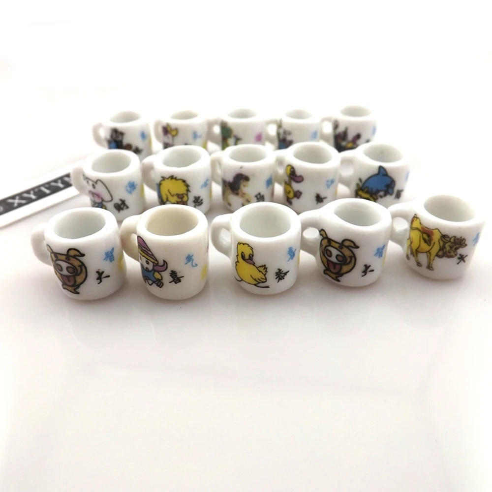 Wholesale 50pcs/Lot Cup Shape Ceramic Charms, Fashion Cartoon Animal Printed Ceramic Pendants, Porcelain Charms