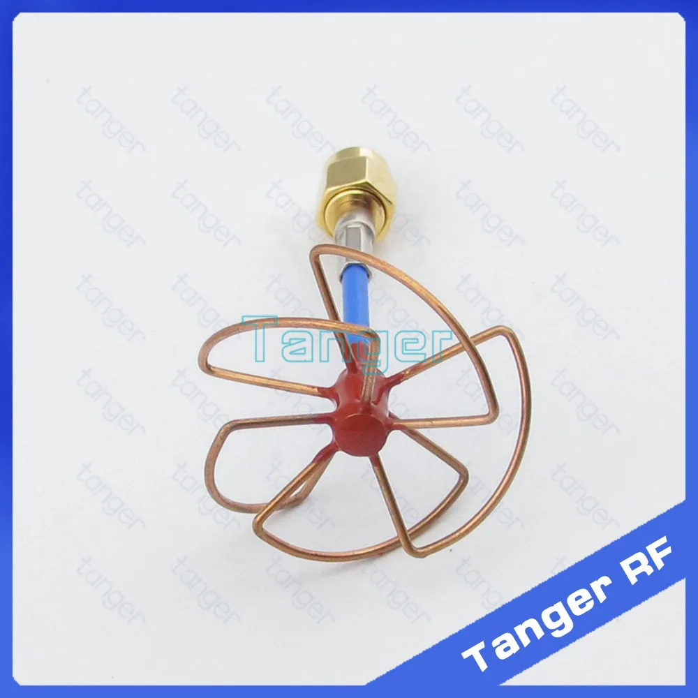 Tanger New 5.8GHz FPV Antenna 5 Leaf Blade 5.8G TX RX SMA male plug Circular Polarized Gain Antenna with RG405 RG086 Blue cable