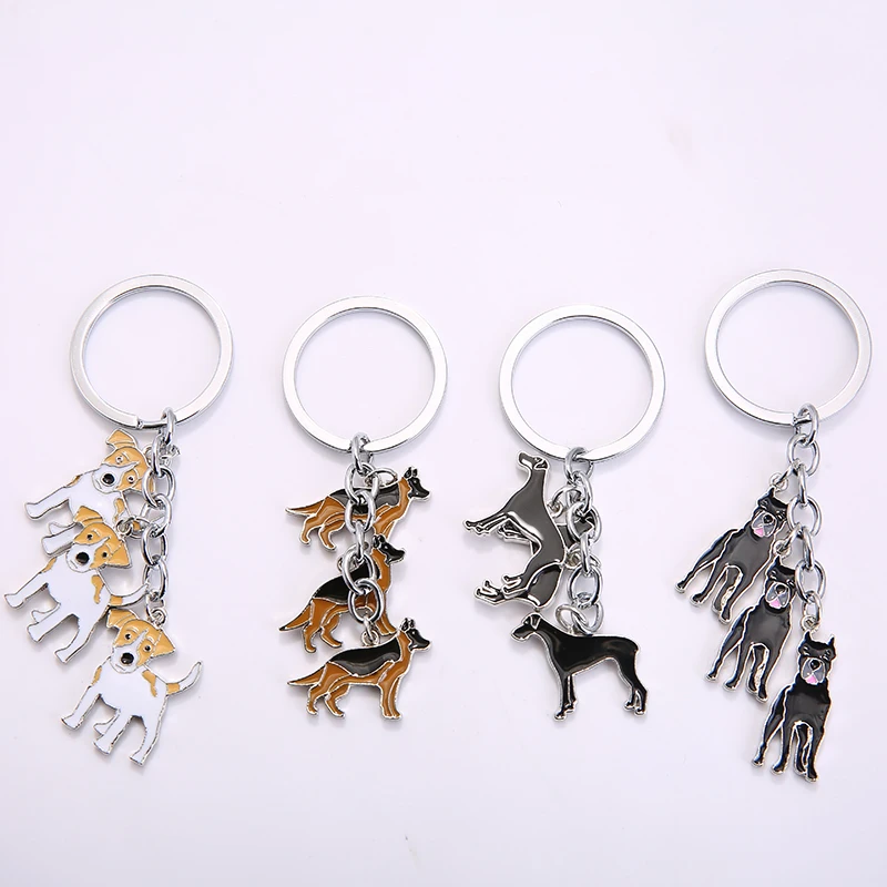 German Shepherd Dog pendant keychain key rings for car metal alloy bag charm men women key chains keyring  Jewelry Gifts