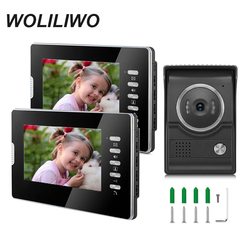 

WOLILIWO Wired Video Doorphone With Camera Video Intercom Doorbell Indoor Visual Phone System Outdoor Security Monitor