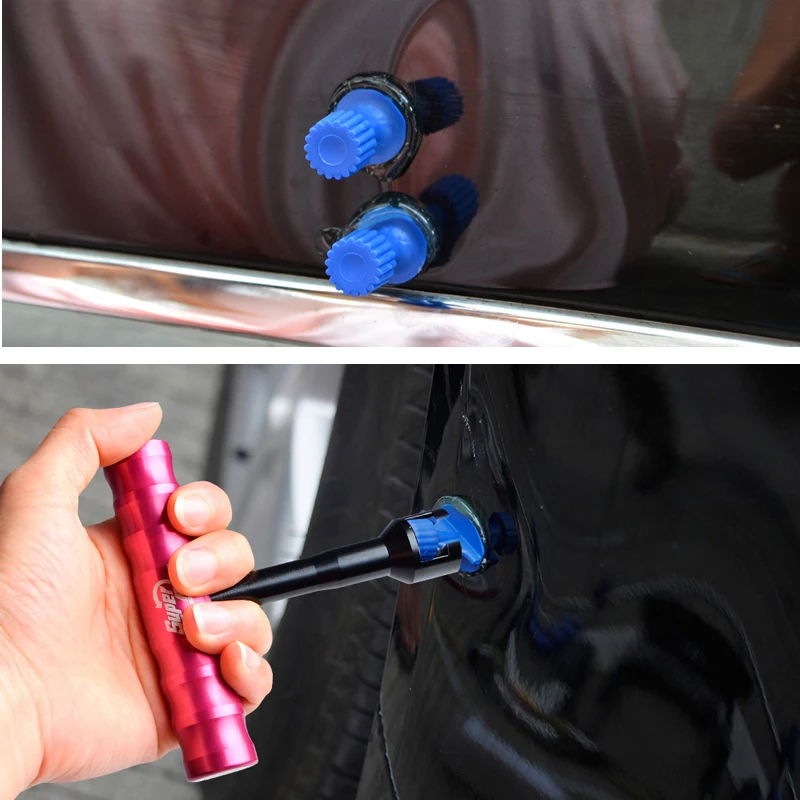 Super PDR Tools Dent Puller Kit Paintless Dent Repair Tools Dent Removal Mini Hand Lifter Small Red T-Bar Hand Tool Set 13pcs
