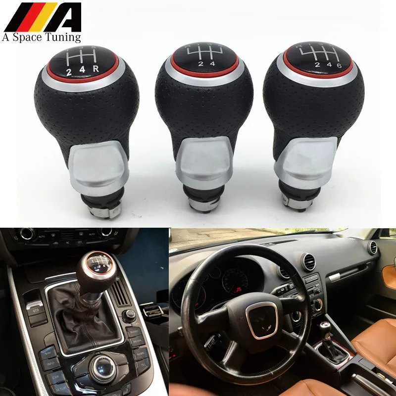 12mm 5/6 Speed Gear Shift Knob Lever Stick For Audi A4 B6 B7 B8 A6 S4 8K A5 8T Q5 8R S Line Ibiza 6J Seat Leon Mk1 Passat Golf