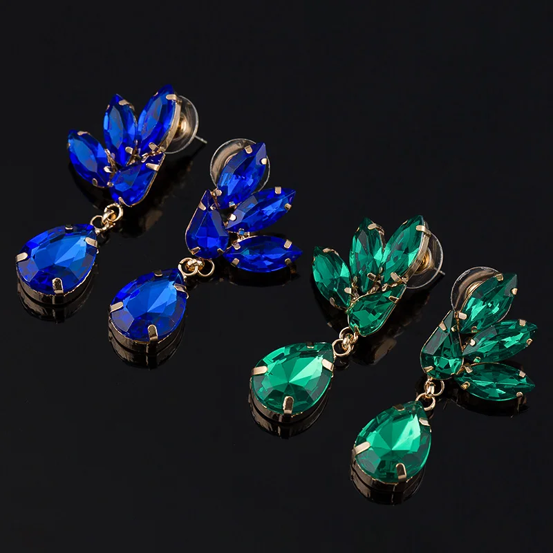 YFJEWE Ethnic Tribal Blue Floral Drop Earring for Women Big Stone Flower Dangle Earring Boho Chic Earrings wholesale E514