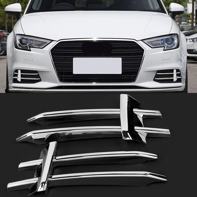 For Audi Q3 A3 Sedan 2017-2018 ABS Chrome Front Fog Light Lamp Cover Trim Sequins Car Accessories