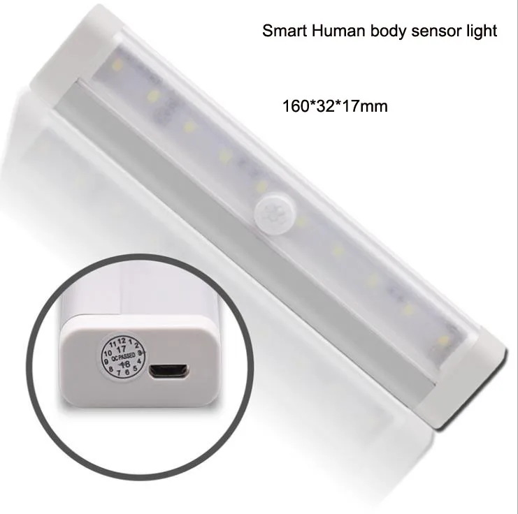 Smart Human Body Sensors Night Lights Wall PIR Sensors Bathroom Dining Bedroom Wardrobe Corridors Closet Corridor Cabinet 19cm