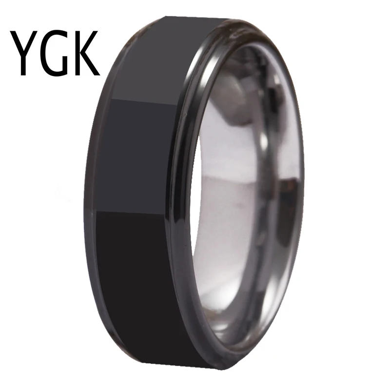 

YGK Jewelry Men's Ring Wedding Bands Rings For Women Black&Silver Tungsten Carbide Ring for Engagement Anniversary Party Ring