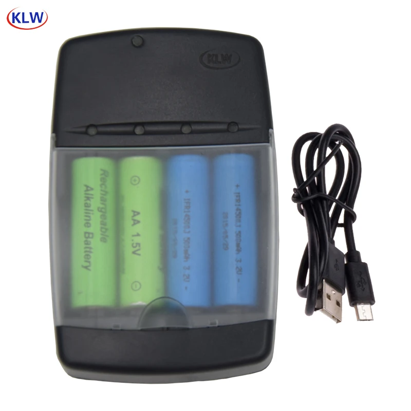 

4 slots Smart USB Battery Charger for Rechargeable Battery AA AAA AAAA 1.5V Alkaline 14500 10440 16340 10440 3.2V LiFePo4 charge