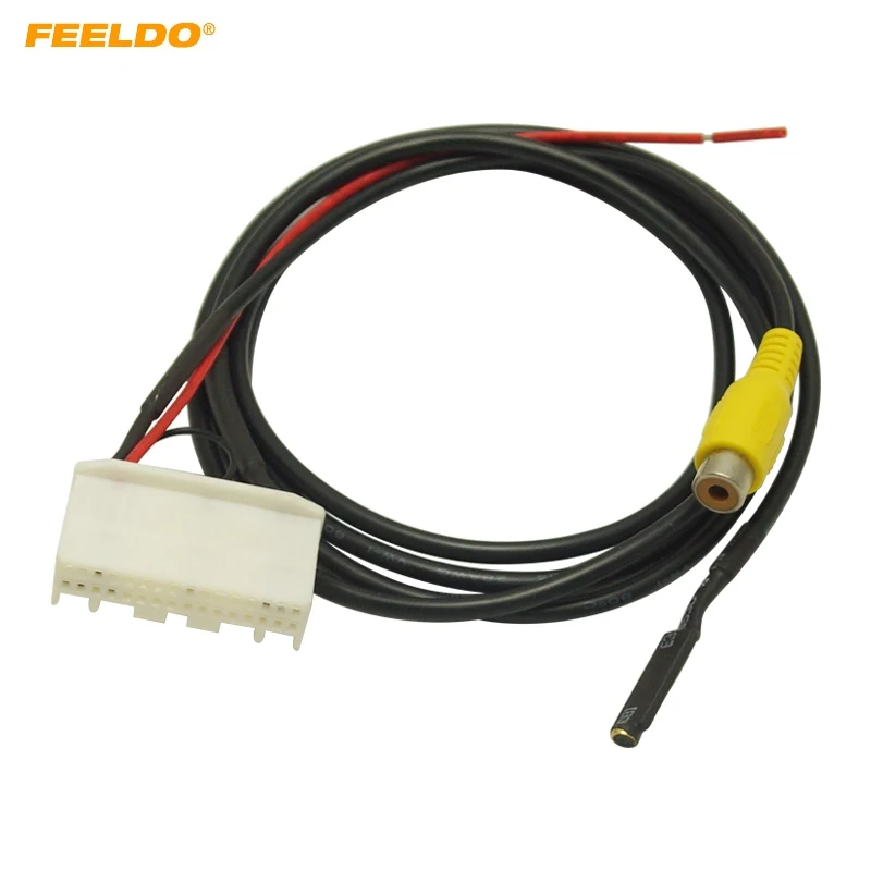 FEELDO Car Rear Camera Reversing RCA Video Convert Cable Adapter with Micphone Cable For Nissan Qashqai/Teana/X-Trail/Sylphy