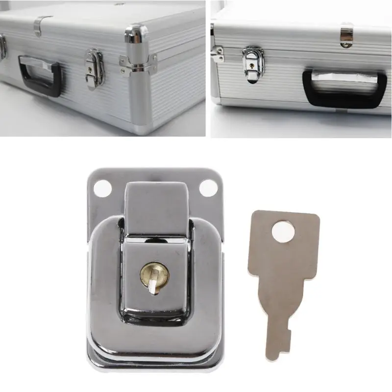 E7CD Jewelry Box Lock for Latch Wooden Box Buckle Lock Toggle Hasp for Latch Catch Clasp Zinc Alloy Hinge With for Key Easy T