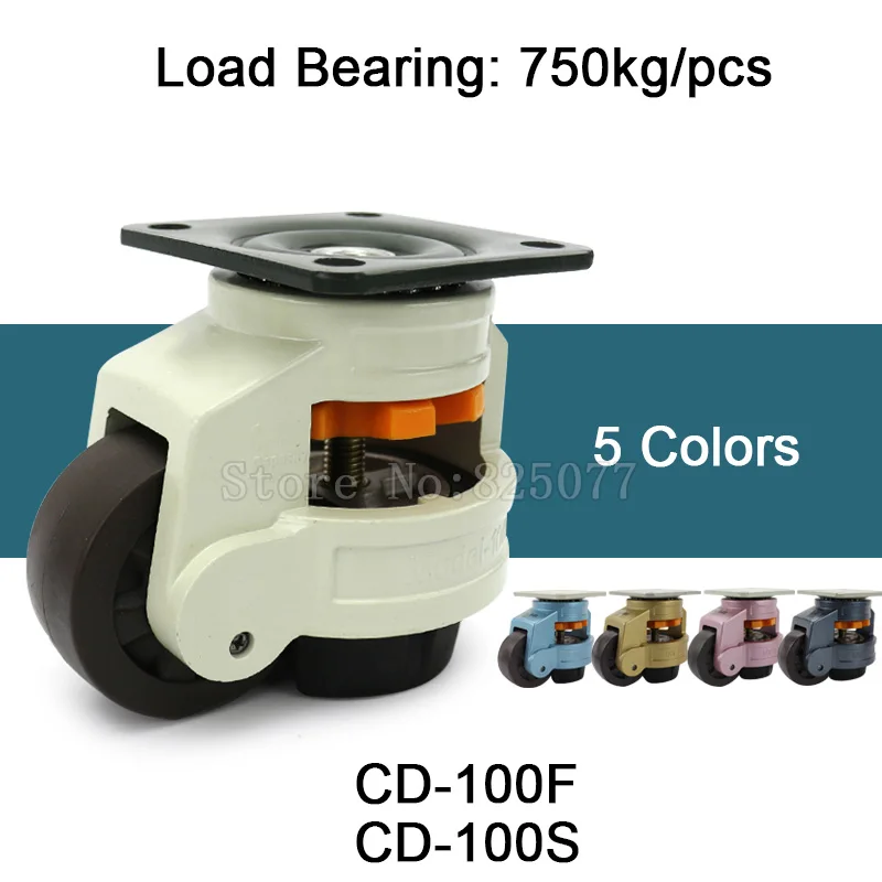 

4PCS Levelling Adjusted Nylon Support Industrial Casters Wheels CD-100F/S 750kg for Machine Equipment Castors Wheels JF1599