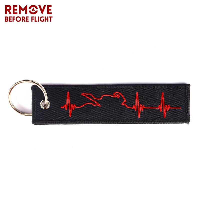 Moto Keychain Biker Heartbeat Chain Keychain Jewelry Embroidery Electric Key ring Tag for Motorcycle Car Key Chains Keyfob