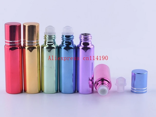 Hot bán 500 cái/lốc 10 ML Lăn Bóng Chai Các Loại Tinh Dầu mạ Chai Nước Hoa Thủy Tinh