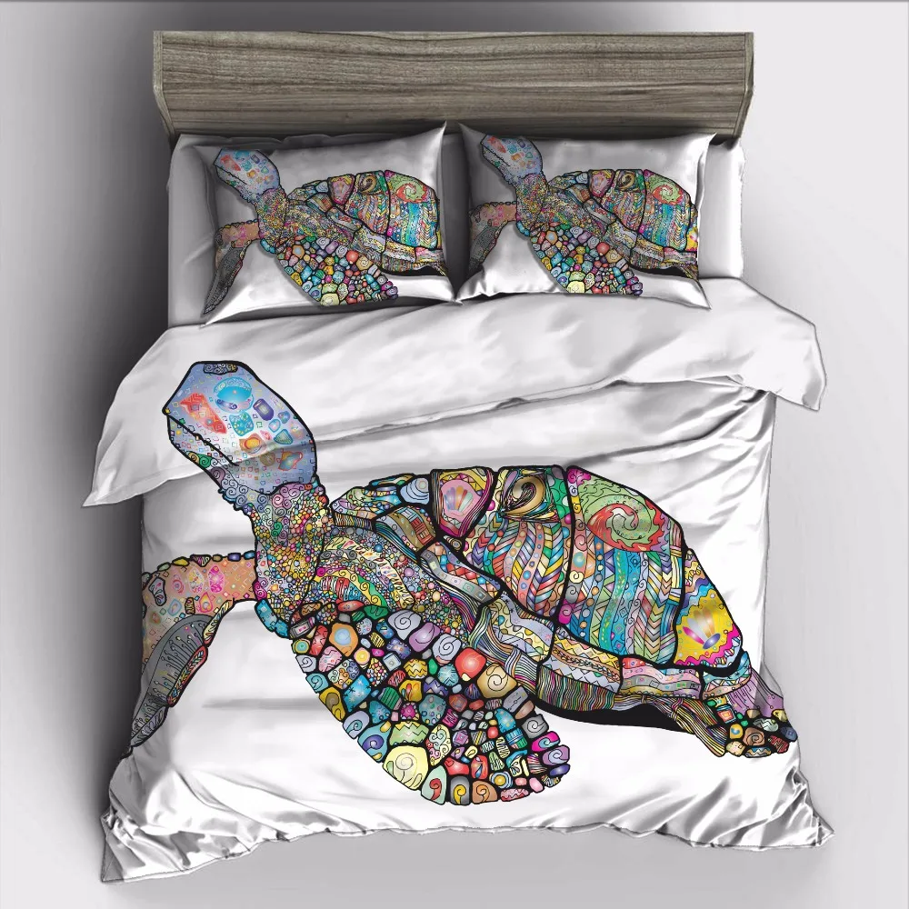 AHSNME Colored Big Turtle Bedding Set High-definition Print Quilt Cover for RU AU EU US Size Market King Queen jogo de cama