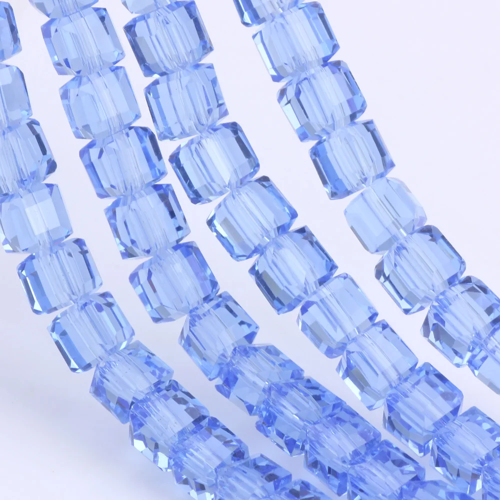 OlingArt Square 3/4/6/8MM Austria Crystal Beads charm Glass Beads blue color Loose Spacer Bead for DIY Jewelry Making