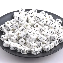 2017 hot White A-Z Mixed Letter Alphabet Cube Ceramic Letter Beads Fit Jewelry making 8mm 10pcs YKL0355X