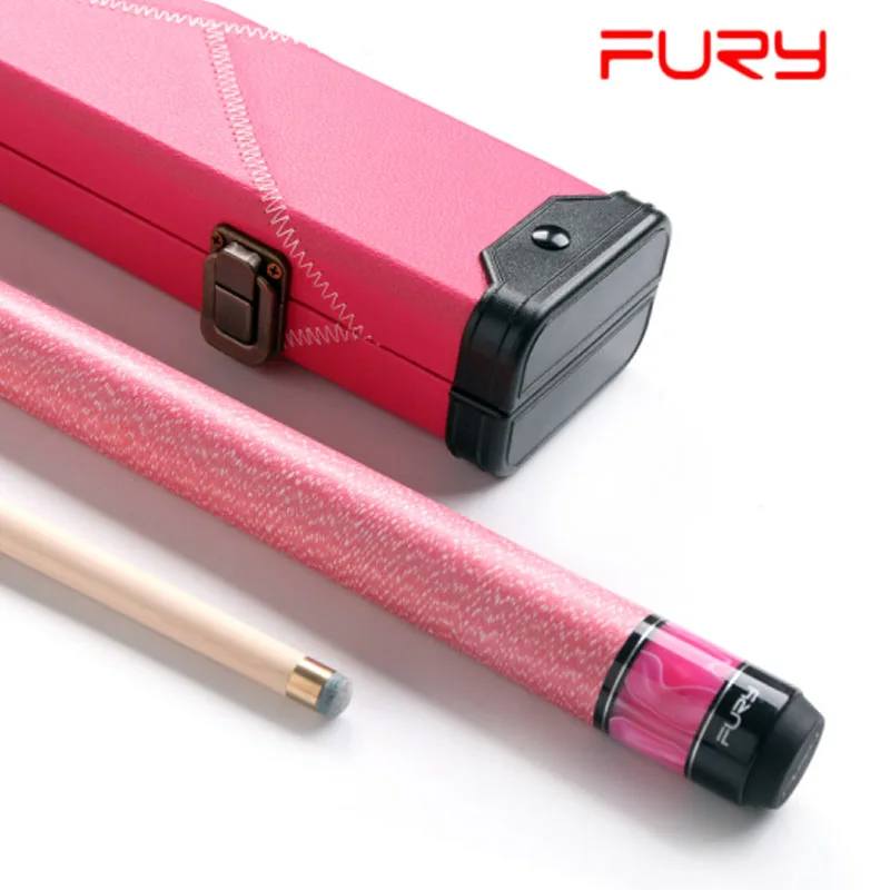 FURY Maple Shaft 3/4 Snooker Cue 9.8mm 11.5mm Tip Stick Pink Black Color with Snooker Cue Case Set