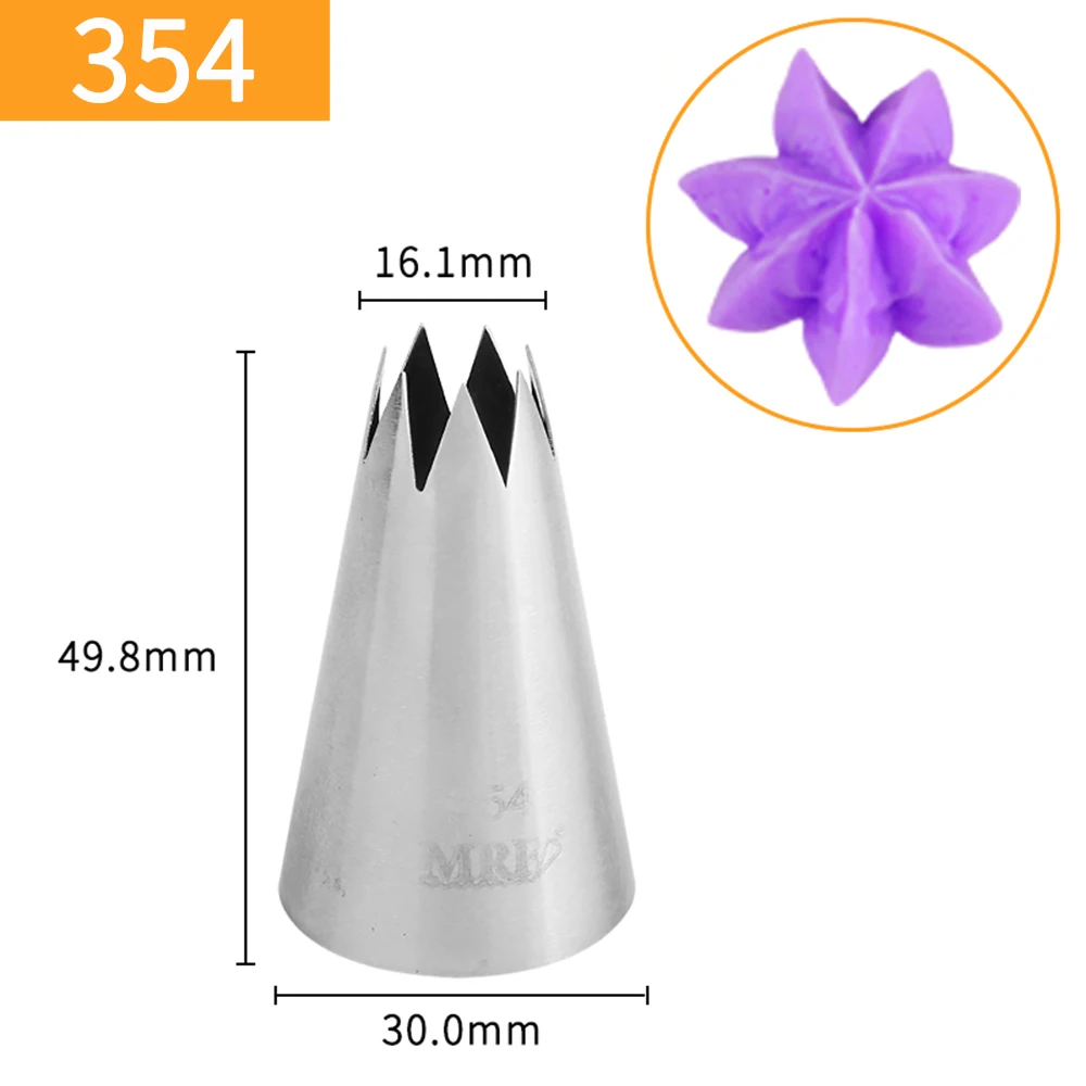 MRF High Quality Stainless Steel 18/8 Cake Decorating Large 16MM Top Open Star Icing Nozzle #354/825