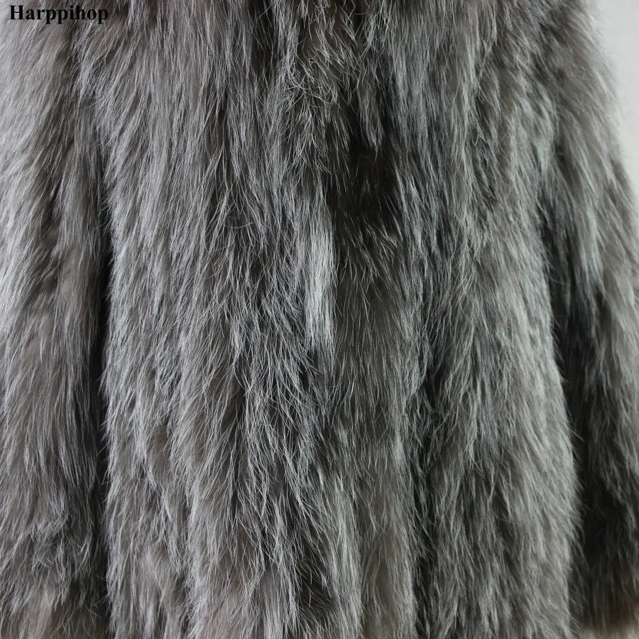 IN STOCK Natural Silver Fox Fur Knit Garment Women basic coats Real Fur Coat Knitted Fur Fox Hair Long Overcoat 3 Colors S-7XL