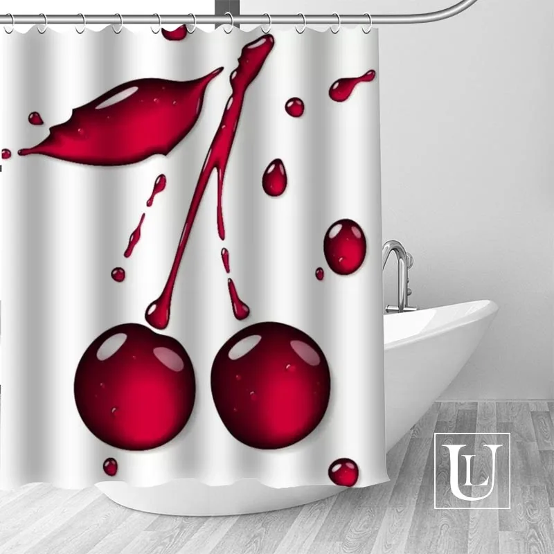 Big Sale New Custom Cherry Shower Curtain with Hooks bathroom Waterproof Polyester Fabric DIY Your Own Shower Curtain