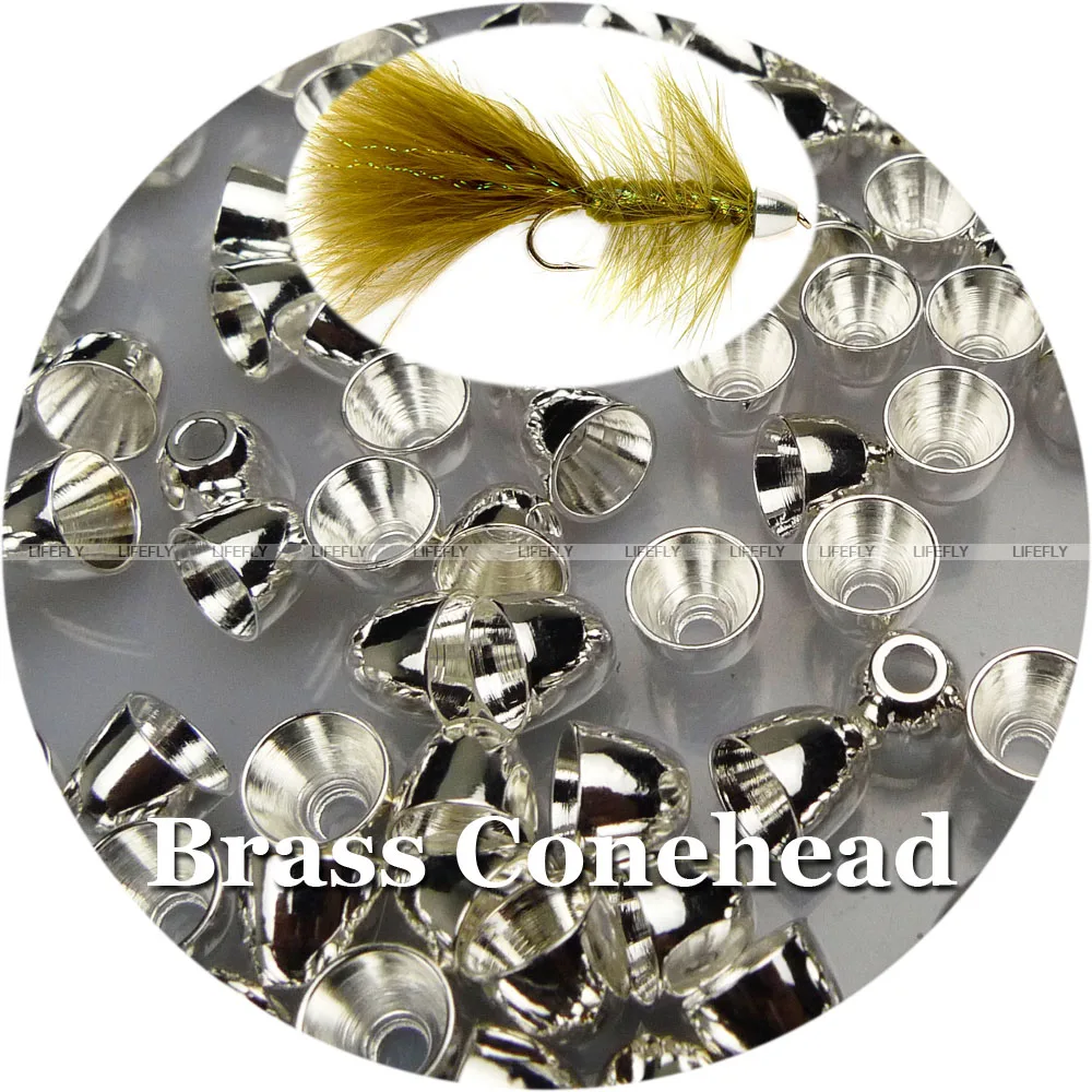 Silver Color, 100 Brass Coneheads, Cone Head, Fly Tying, Fly Fishing