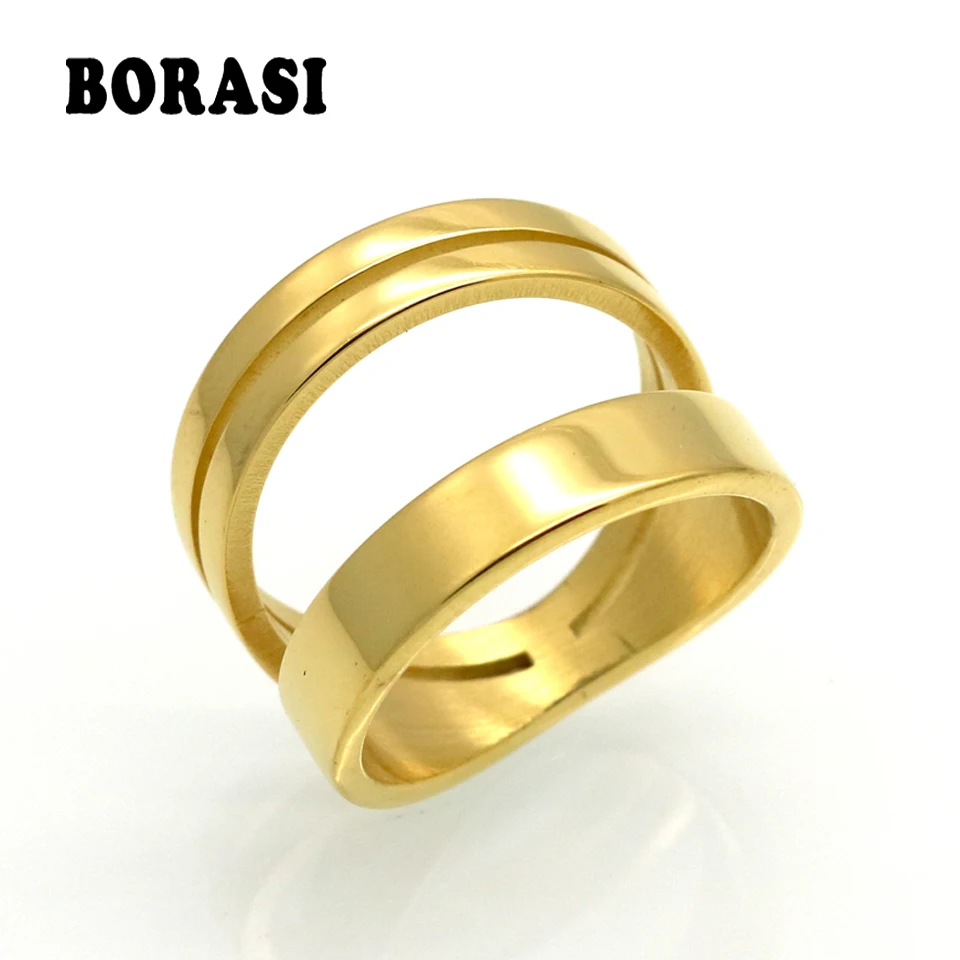 BORASI Stainless Steel Ring For Women Girls Austrian Unique Hollow Cute Rings Fashion Jewelry Gold & Silver Color Wholesale