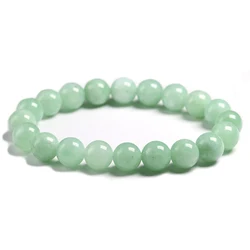 Pulseras de cuentas redondas de Jade verde birmano, personalizadas, 3A, 100% naturales