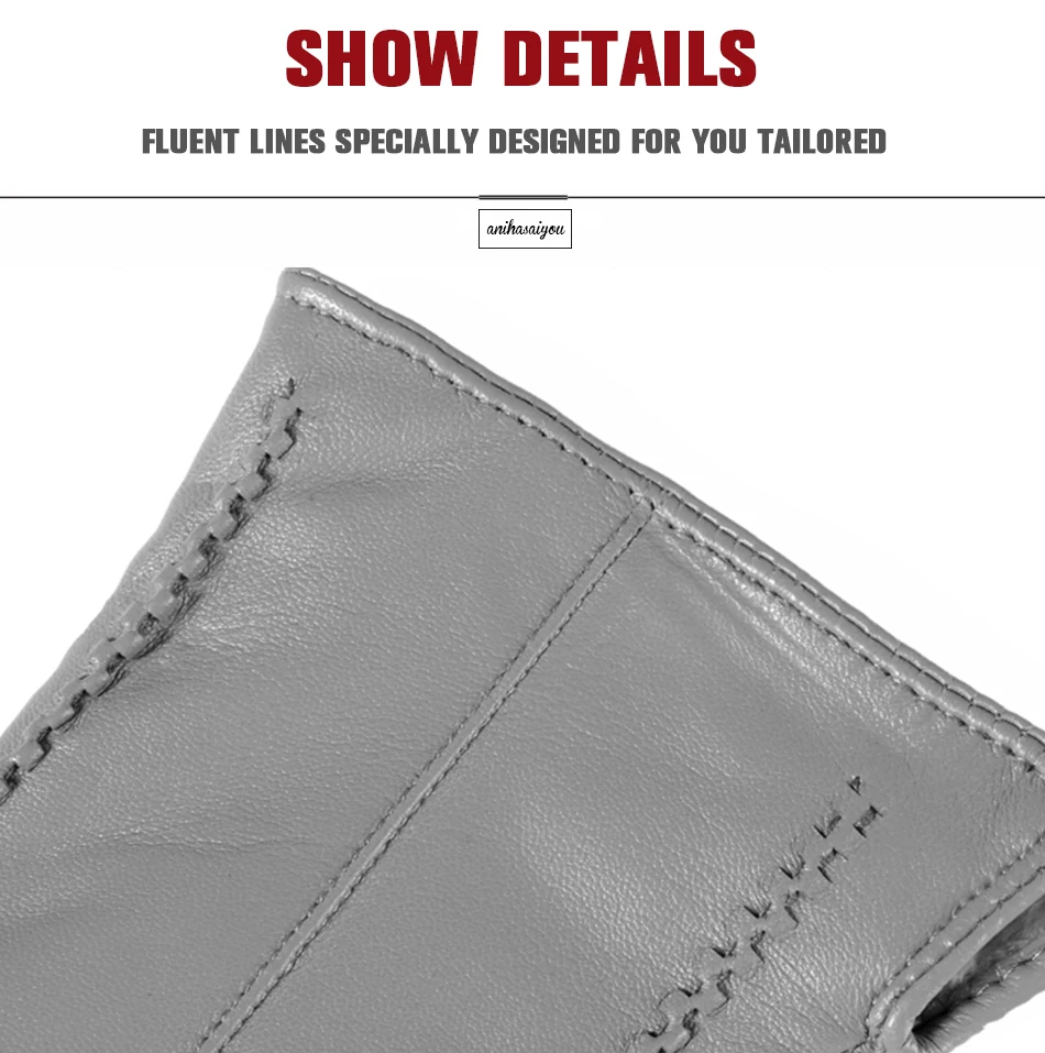 White Leather Women's Gloves, Genuine Leather, Cotton Lining Warm, Fashion Leather Gloves, Warm Winter Gloves -2226