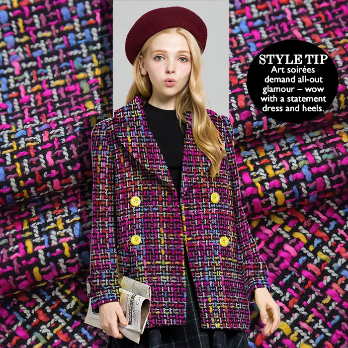 

Korean Rainbow Color Preparation Half Skirt Coat Shorts Suit Fabric Tweed Fabric Small Fragrant Wind Woven Cloth Free Shipping