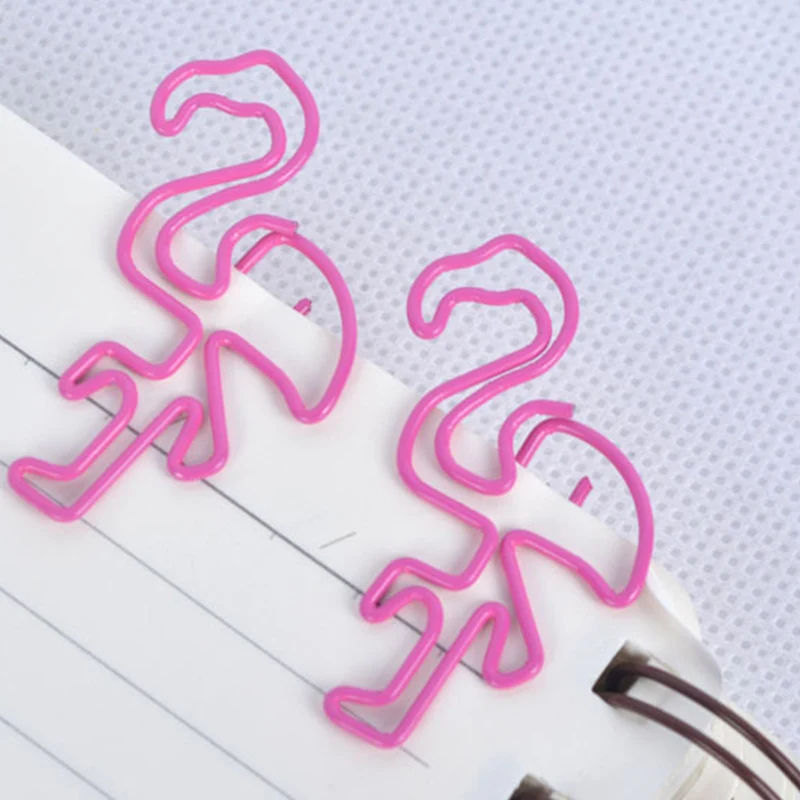 10Pc Pink Cute Flamingo Paperclip Baby Shower Birthday Party Decorations Kids Flamingo Notebook Bookmark Photo Picture Paperclip