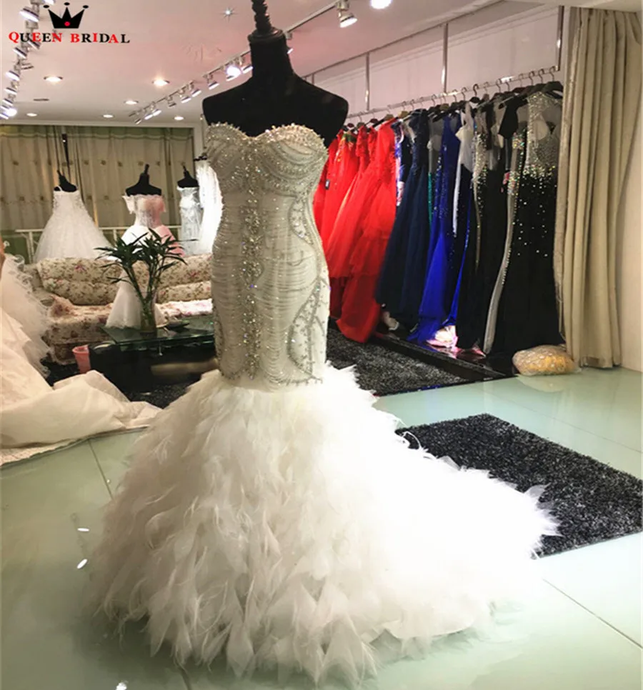 

Sexy Wedding Dresses Mermaid Crystal Beading Luxurious Long Formal Bridal Wedding Gowns 2022 New Design Custom Made FZ05